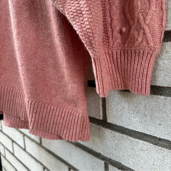 Anthropologie Moth Pink Cable Knit Icehouse Pullover Sweater Dolman Sleeve Boho - Picture 12 of 12